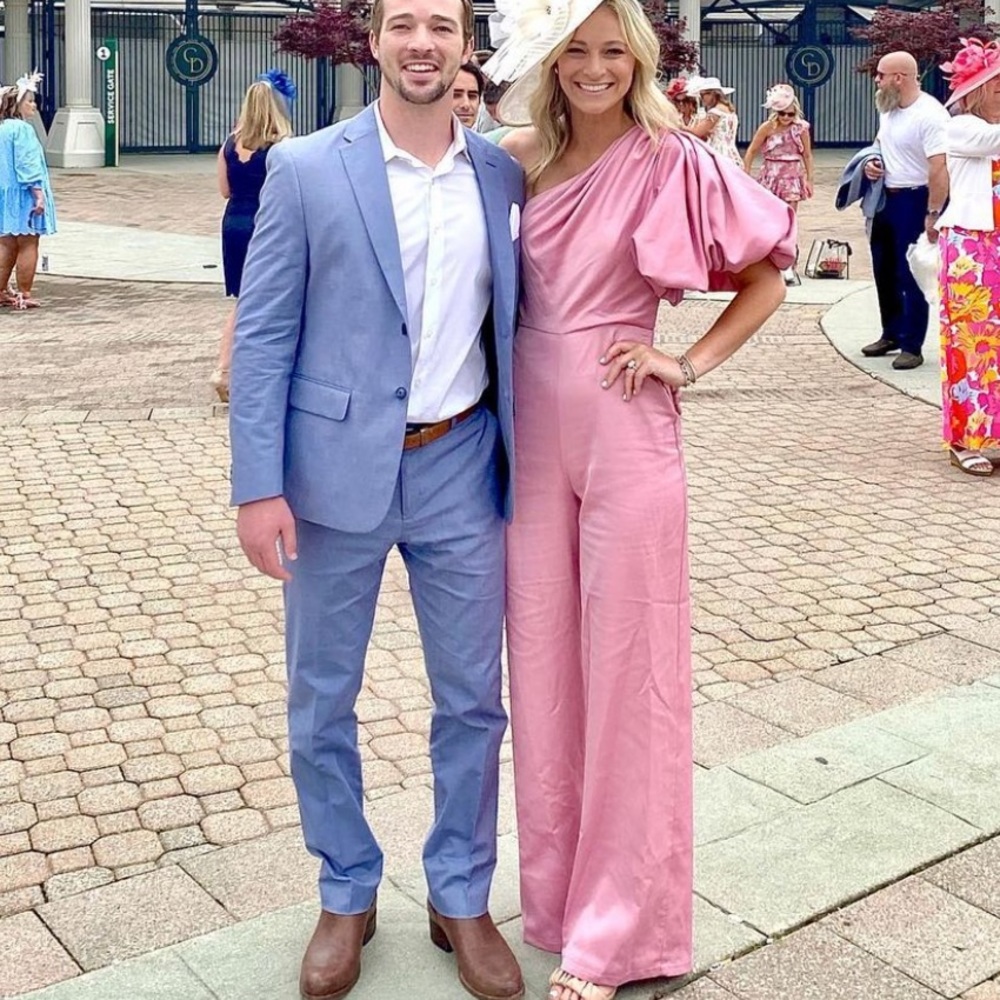 Puff sleeve pink jumpsuit - Picture 4 of 5